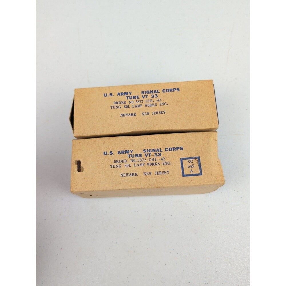 NOS TUNG SOL VT-33 (33) TUBE - No 3872- U.S. ARMY SIGNAL CORPS Set Of 2